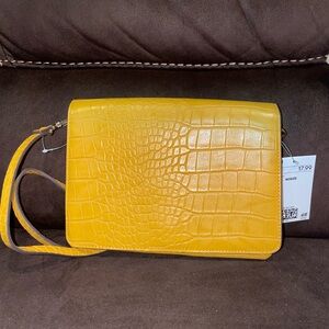 NWT H&M Yellow Croc-Embossed Shoulder Bag